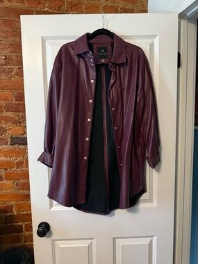 bagatelle Plum Faux Leather Shirt Jacket